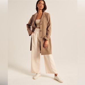 NEW Abercrombie & Fitch Wool-Blend Dad Coat - Size XS Petite